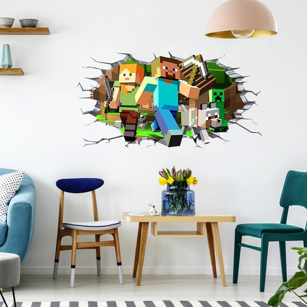 Sticker mural Minecraft Creeper 3D amovible en PVC autocollant – Image 8