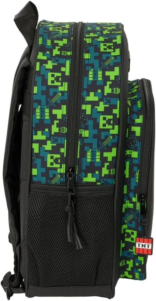 Sac à dos scolaire Minecraft TNT multicolore adaptable au chariot – Image 3