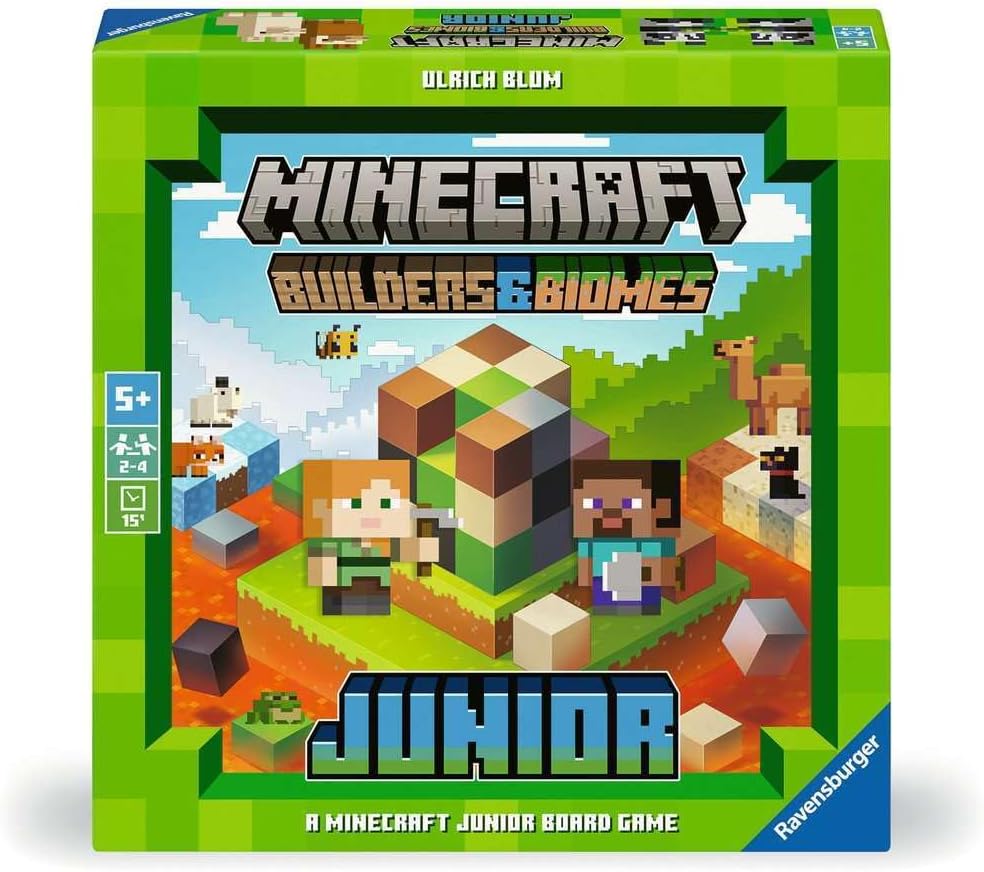 Minecraft Builders & Biomes Junior Ravensburger 24615, jeu coopératif dès 5 ans
