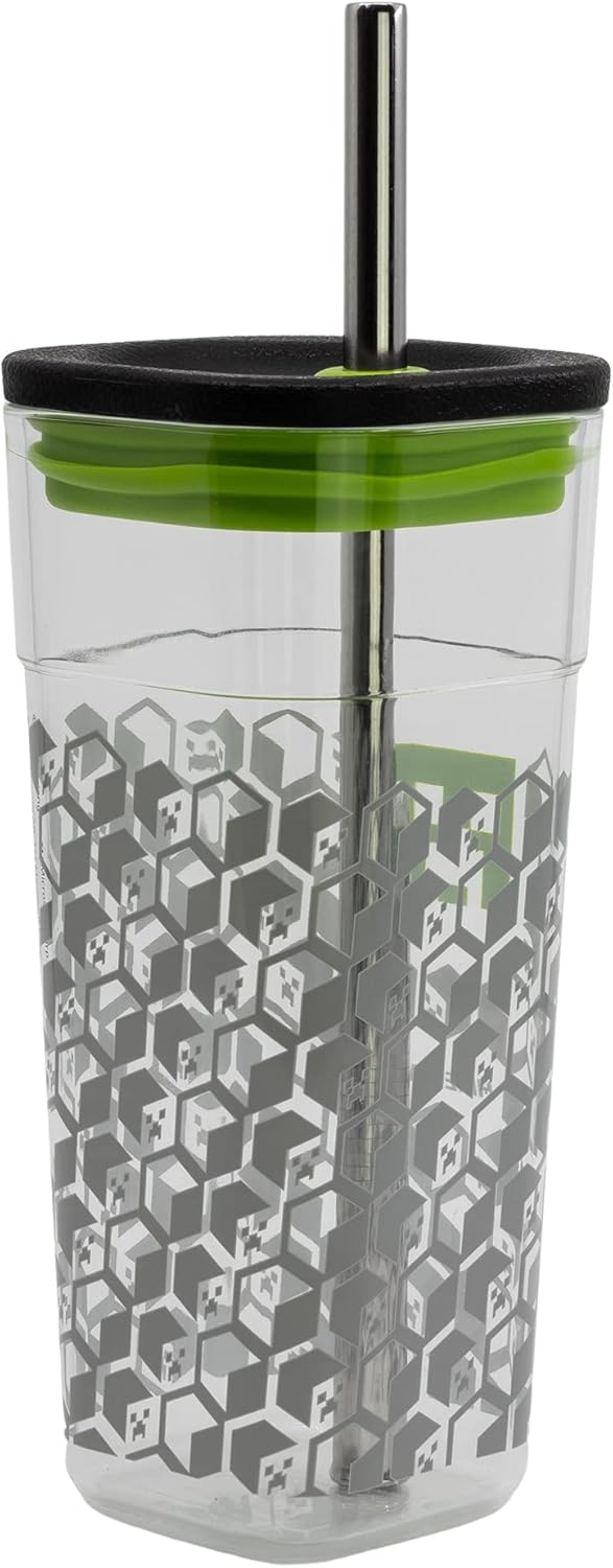 Gobelet Minecraft en acrylique avec paille en acier inoxydable 540 ML – Image 2