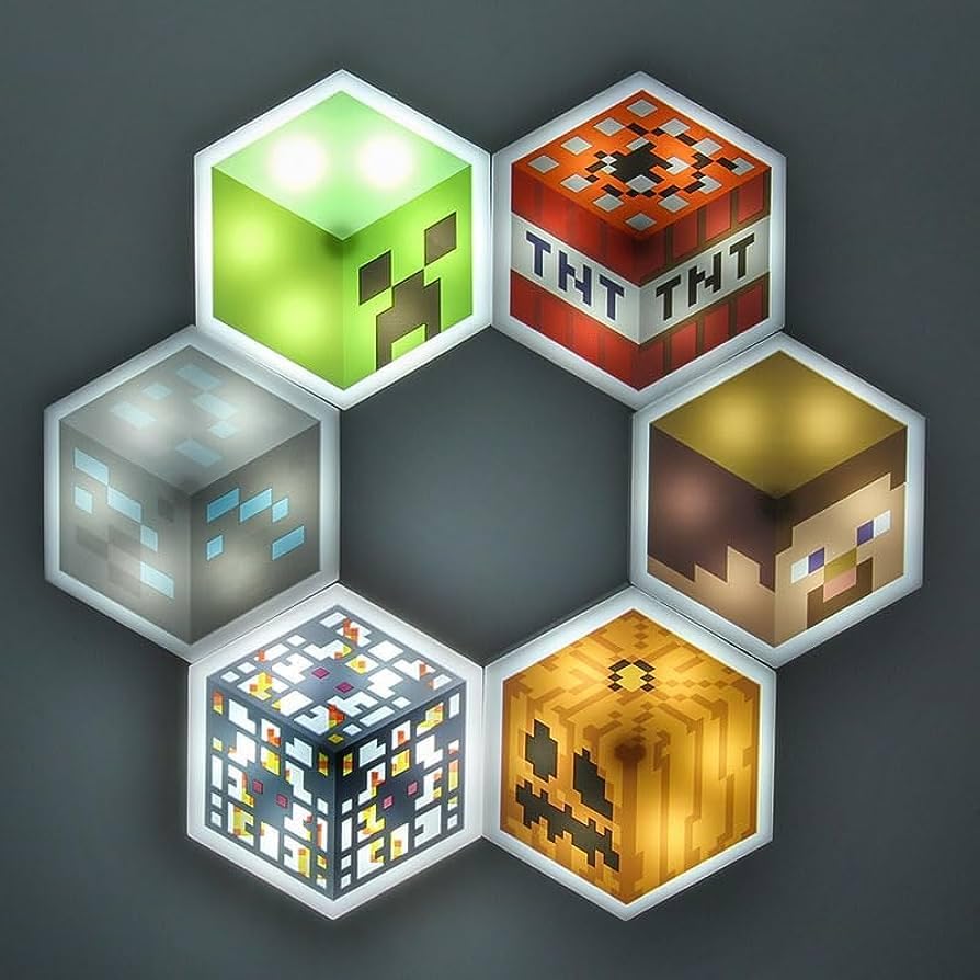 Lampe murale Minecraft hexagonale avec télécommande, 6 LED – Image 6