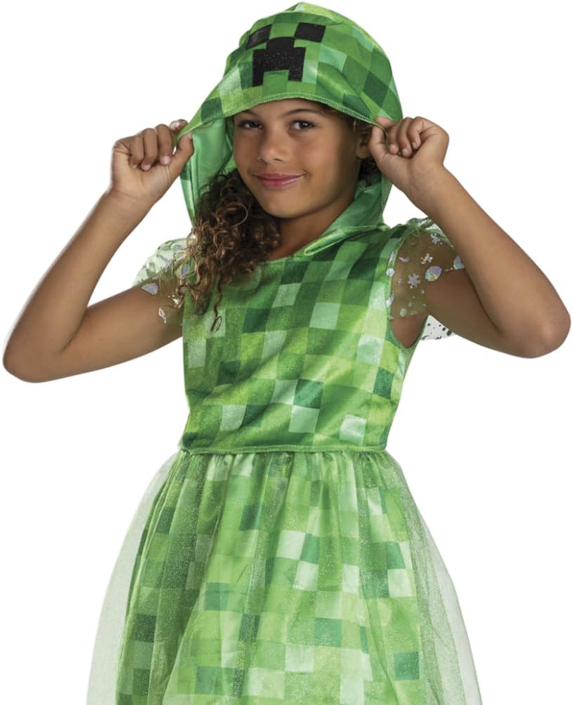 Déguisement Creeper Minecraft enfant, robe verte à capuche Taille M 7 à 8 ans – Image 5