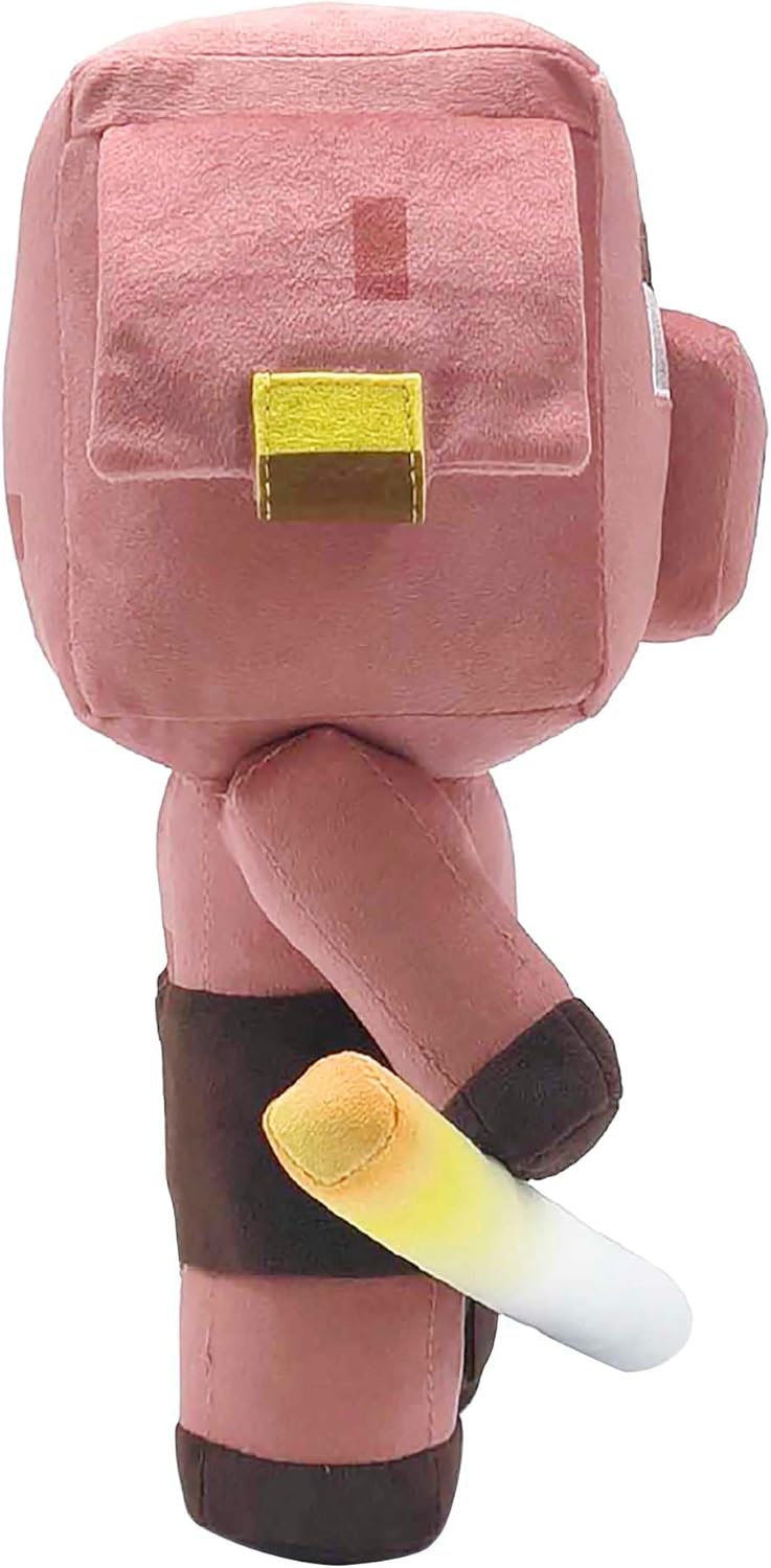 Peluche Minecraft Cochon Piglin Grognon avec bâton de Blaze phosphorescent 14 cm – Image 5