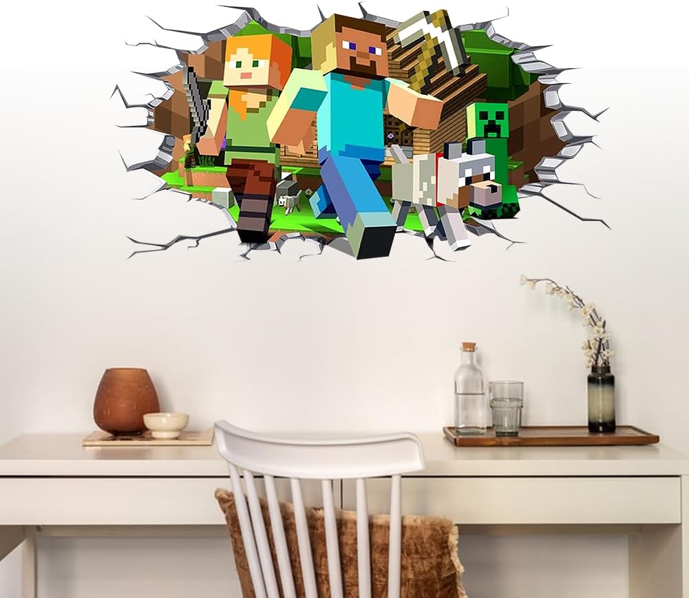 Sticker mural Minecraft Creeper 3D amovible en PVC autocollant – Image 4