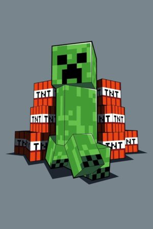Plaid Minecraft Creeper et TNT en polaire 100 x 150 cm