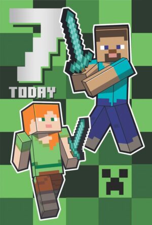 Carte Minecraft pour 7 ans avec feuille d'autocollants