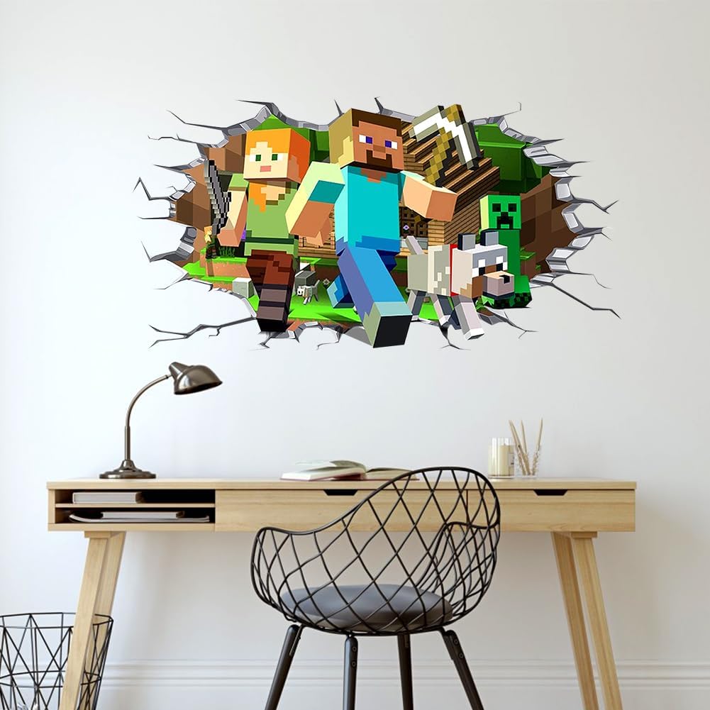 Sticker mural Minecraft Creeper 3D amovible en PVC autocollant – Image 5