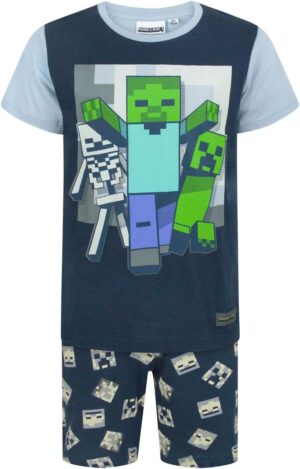 Ensemble pyjama court Minecraft Undead bleu enfant 8 ans