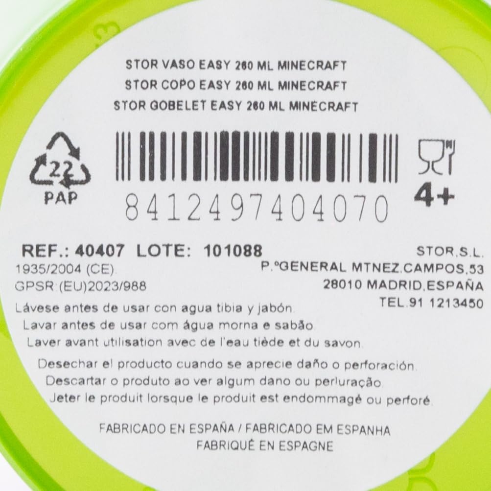 Gobelet réutilisable enfant 260 ML en Plastique sans BPA Minecraft – Image 4