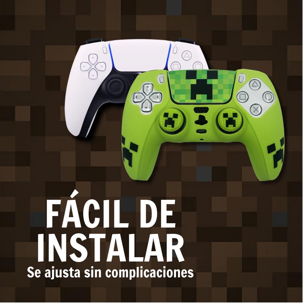 Coque silicone Minecraft pour manette PS 5 avec 2 grips – Image 6