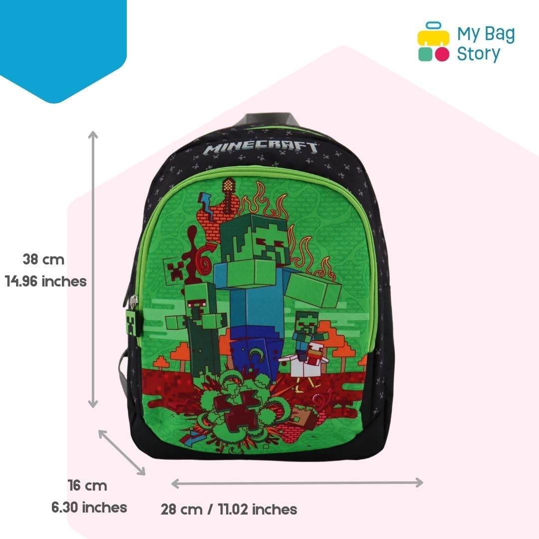 Sac à dos Minecraft noir 38 cm pour garçon, école et garderie – Image 2