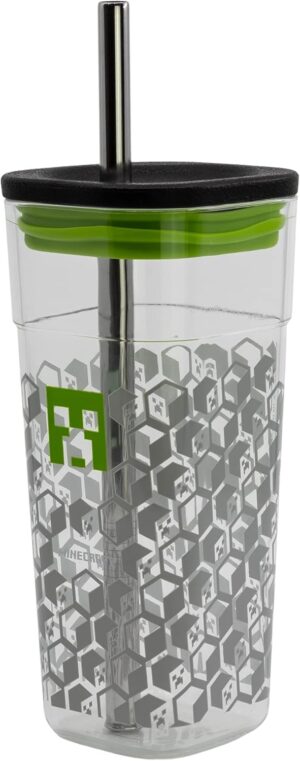 Gobelet Minecraft en acrylique avec paille en acier inoxydable 540 ML