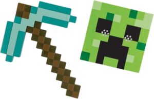 Accessoire Minecraft pioche diamant avec masque Creeper enfant