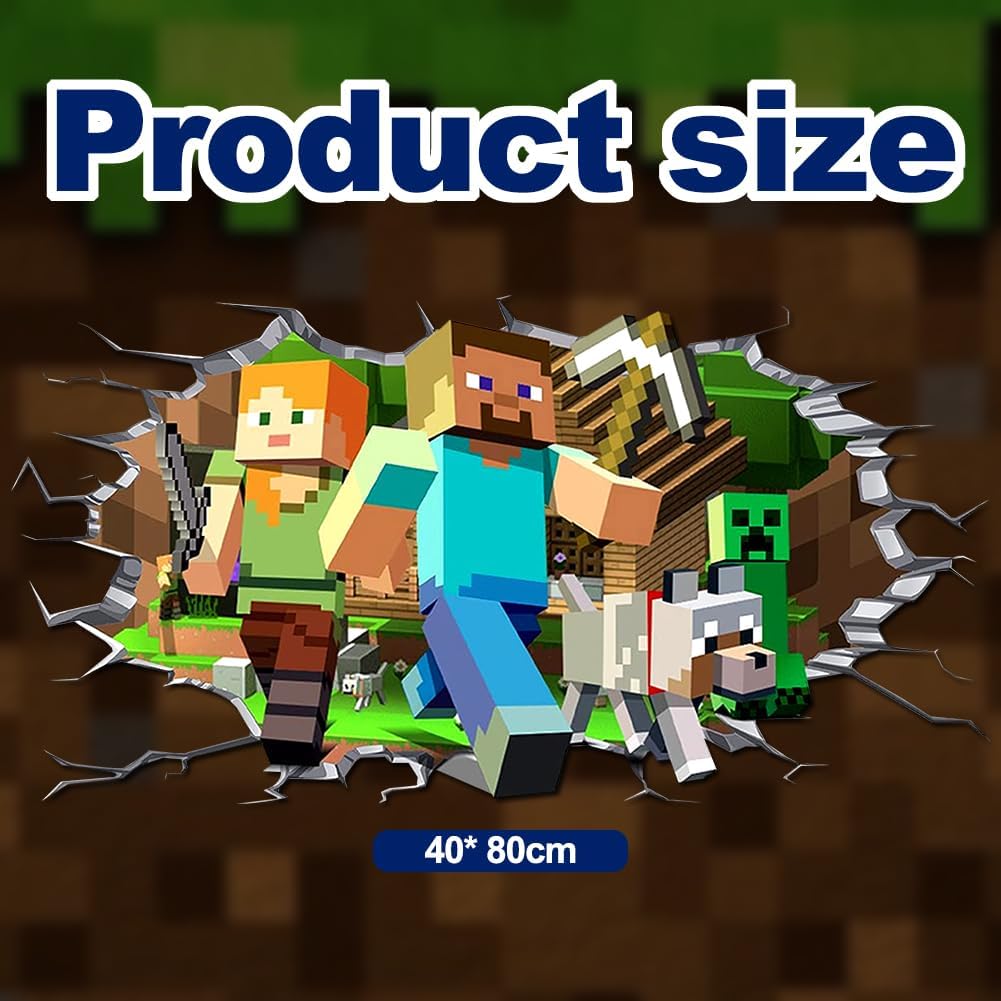 Sticker mural Minecraft Creeper 3D amovible en PVC autocollant – Image 2