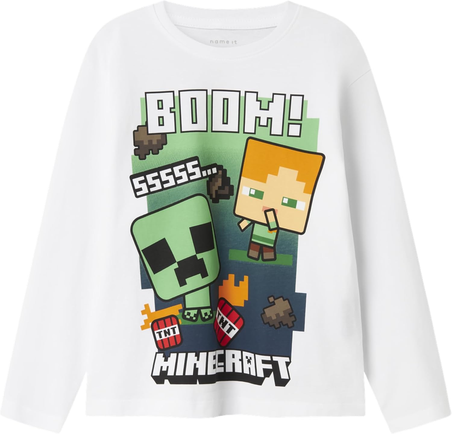 Haut Minecraft enfant à manches longues et col rond
