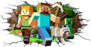 Sticker mural Minecraft Creeper 3D amovible en PVC autocollant