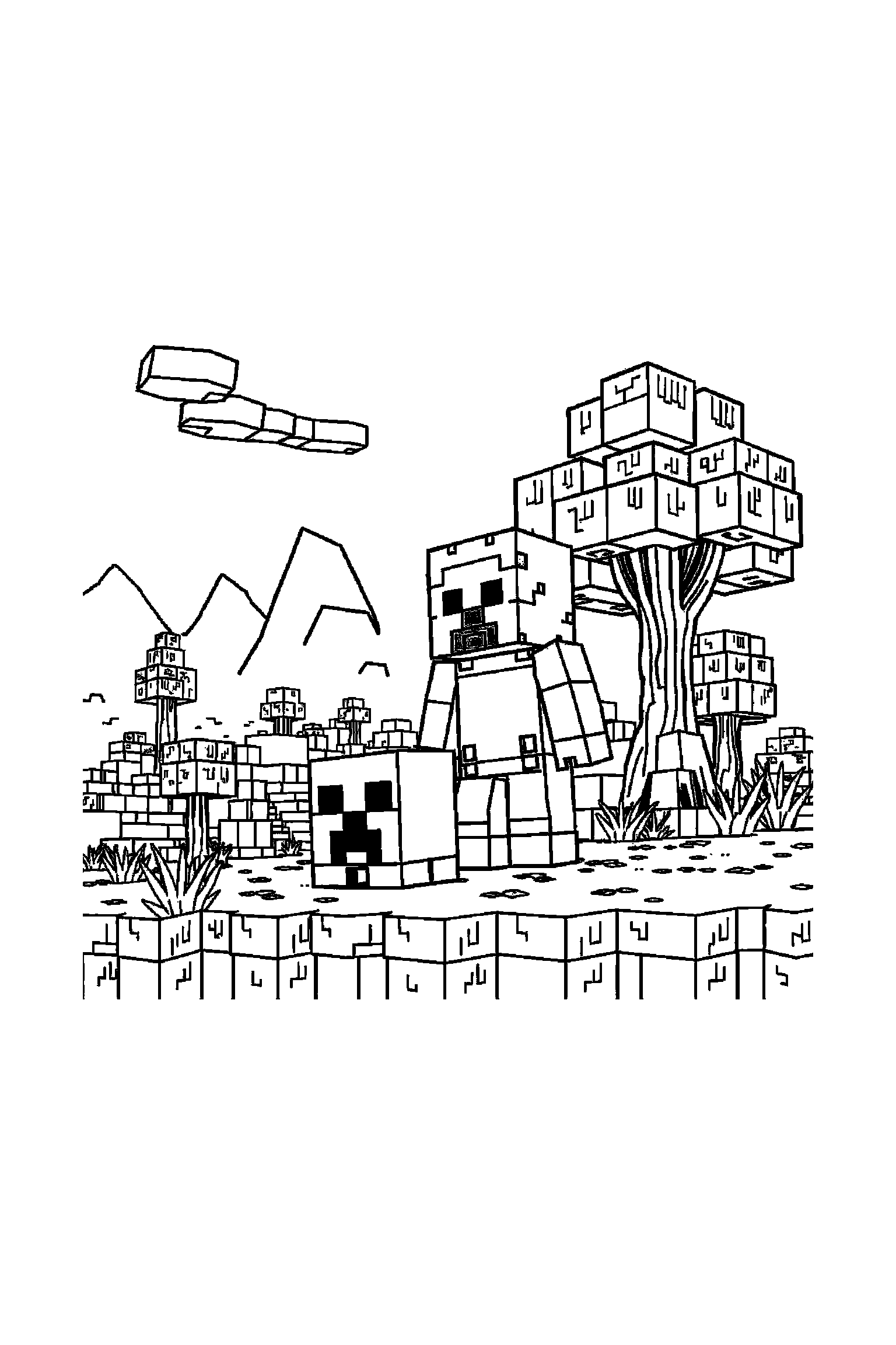 Coloriage Minecraft gratuit à imprimer - poster A4 détaillé de Steve avec mandala carrés Coloriage Minecraft gratuit à imprimer : poster A4 détaillé de Steve avec mandala carrés