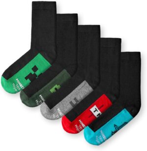 Minecraft lot de 5 chaussettes montantes Creeper, épée en diamant et TNT
