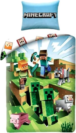Parure de lit Minecraft Cactus Run en coton, 140 x 200 cm