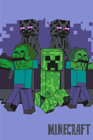 Couverture polaire Minecraft Dark Creeper et zombies 100 x 150 cm