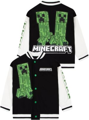 Blouson baseball Minecraft Creeper en 100 % coton pour garçon