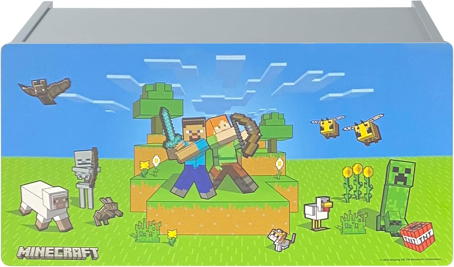 Coffre banc imprimé Minecraft en MDF 60 cm – Image 4