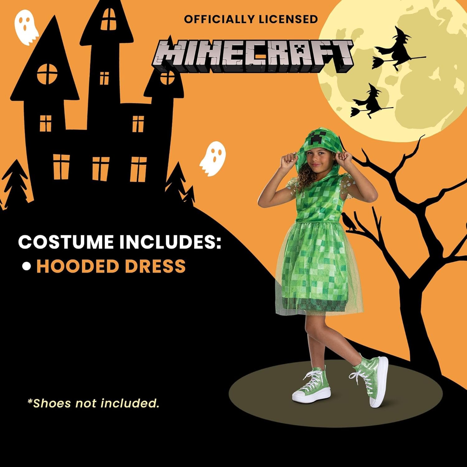 Costume enfant Minecraft Creeper avec robe verte à capuche, taille S pour 4 à 6 ans – Image 6