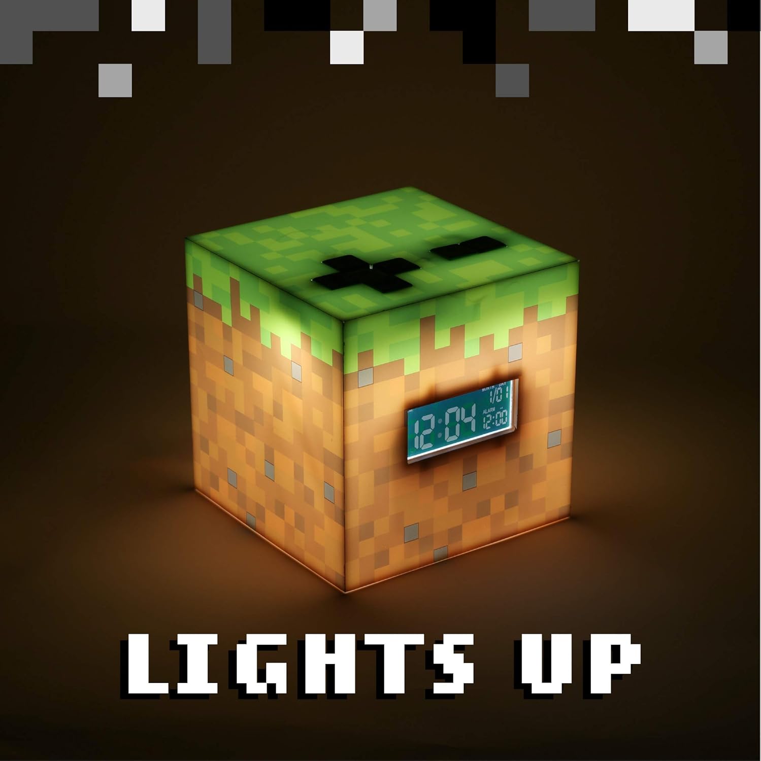 Réveil digital Minecraft bloc d'herbe avec lumière et musique, vert – Image 4