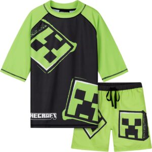 Ensemble de bain Minecraft enfant 2 pièces avec t-shirt manches courtes et short garçon