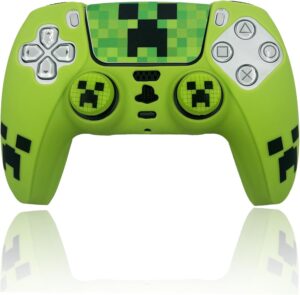 Coque silicone Minecraft pour manette PS 5 avec 2 grips