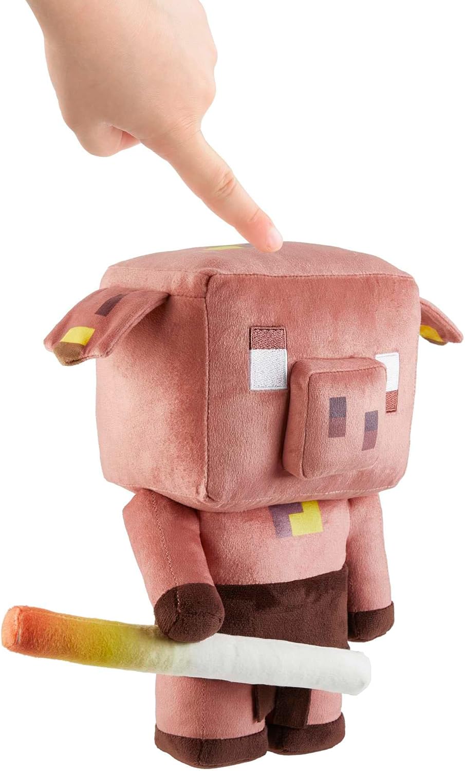 Peluche Minecraft Cochon Piglin Grognon avec bâton de Blaze phosphorescent 14 cm – Image 4