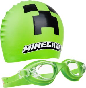 Ensemble piscine Minecraft enfant et ado avec lunettes anti-buée et bonnet