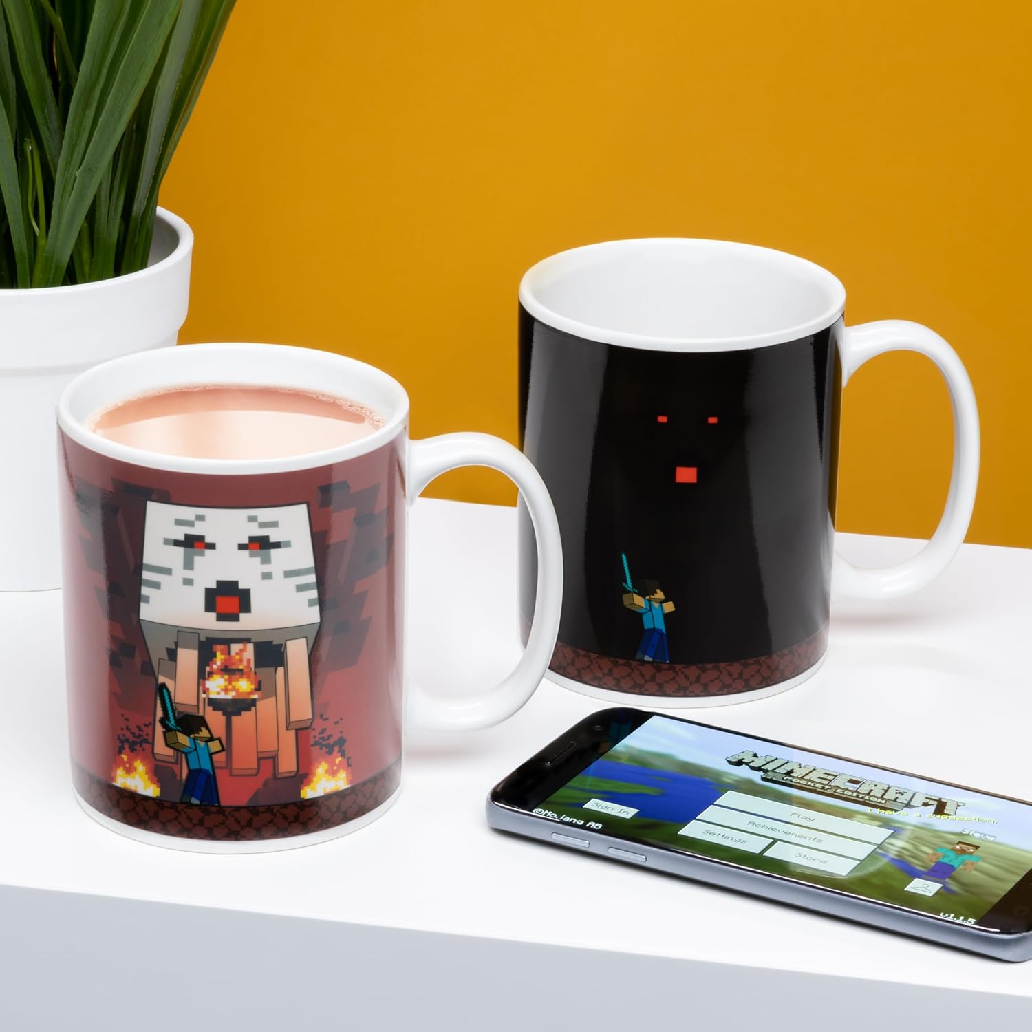 Mug Minecraft Steve et Nether en céramique à effet chaleur 300 – Image 3