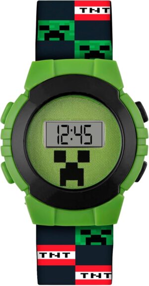 Montre numérique quartz Minecraft MIN4223 à bracelet plastique vert