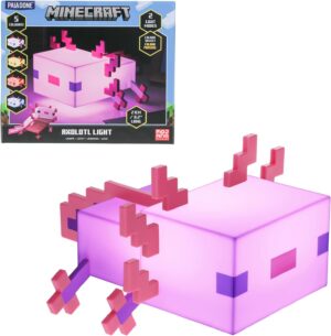 Lampe Axolotl Minecraft rose avec cinq modes de couleur