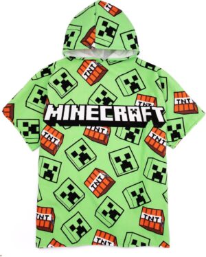 Poncho serviette Minecraft vert Creeper TNT pour enfants et adolescents