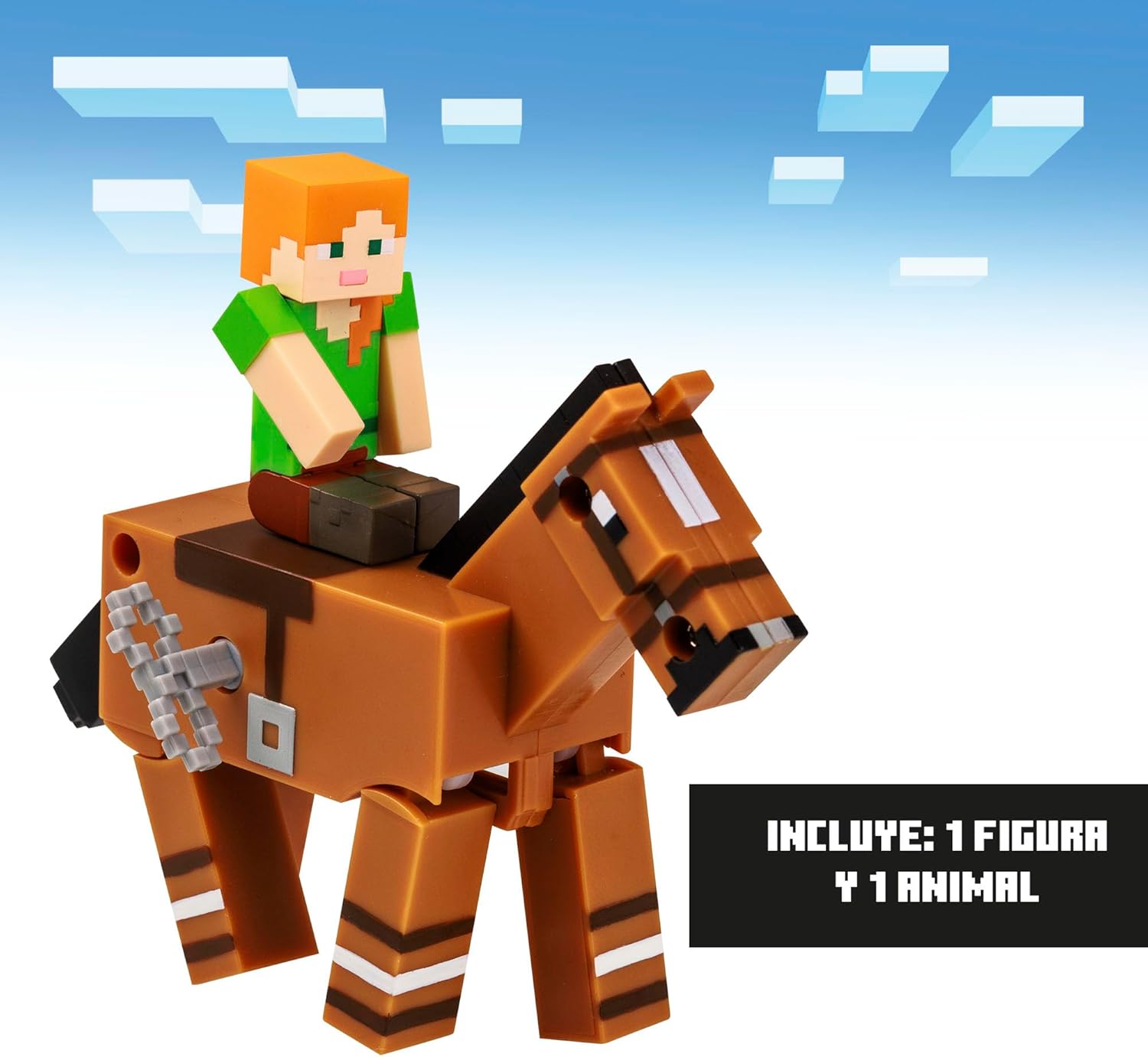 Figurine Minecraft Alex à cheval avec mouvement Bizak 64110030 – Image 6