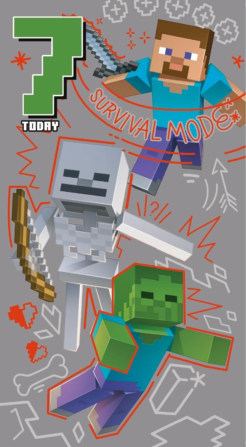 Carte d’anniversaire Minecraft Happy 7th Birthday pour 7 ans