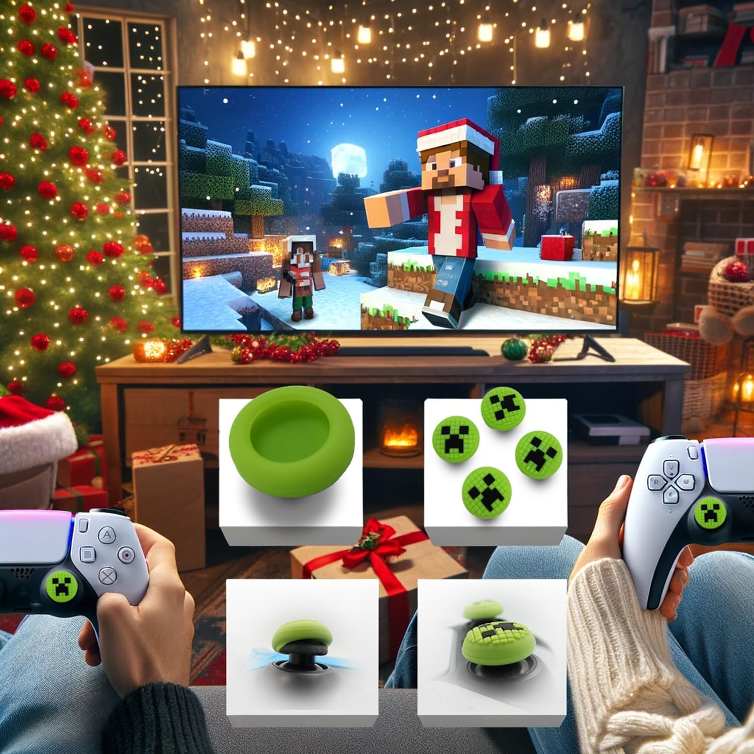 Lot de 4 capuchons de sticks Minecraft en silicone pour manette PlayStation 5 – Image 2