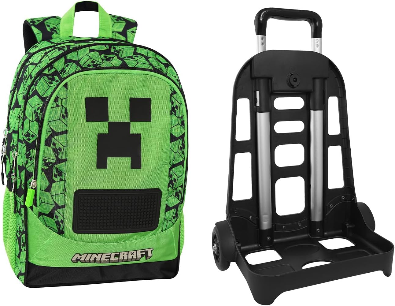 Sac trolley scolaire Minecraft avec poignée réglable et 2 compartiments – Image 2