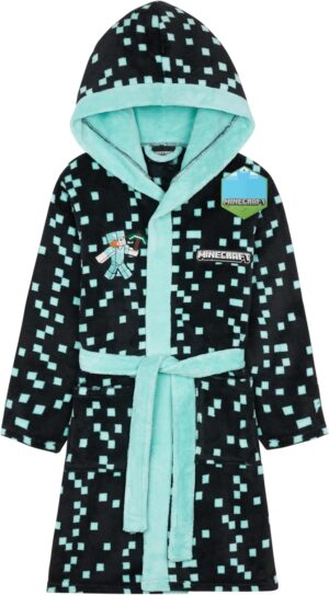 Peignoir à capuche Minecraft Creeper en polaire pour garçon et ado