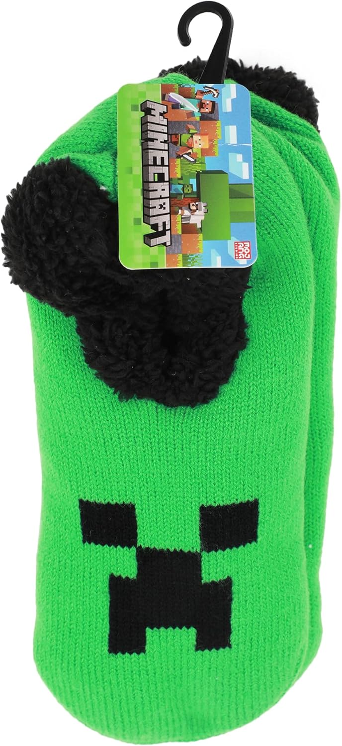 Chaussons chaussettes femme Minecraft Creeper Face vert – Image 7
