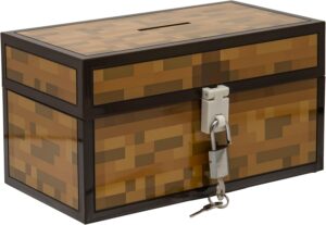 Tirelire coffre Minecraft multicolore avec cadenas, 12 cm