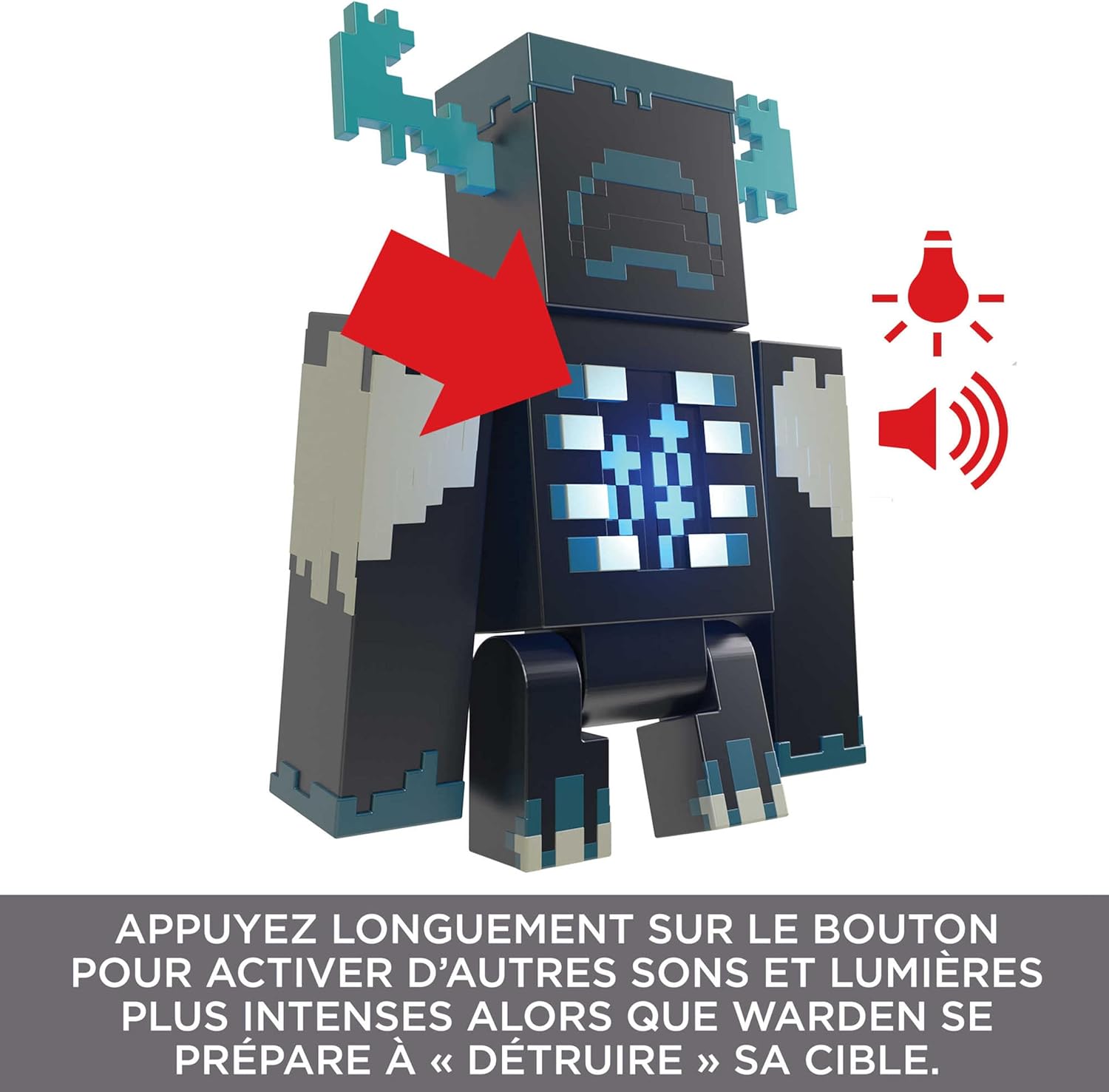 Figurine Minecraft Warden Gardien avec mode Attaque, lumières et sons HHK89 – Image 4