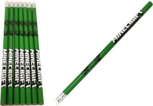 Lot de 8 crayons Minecraft Creeper avec gomme