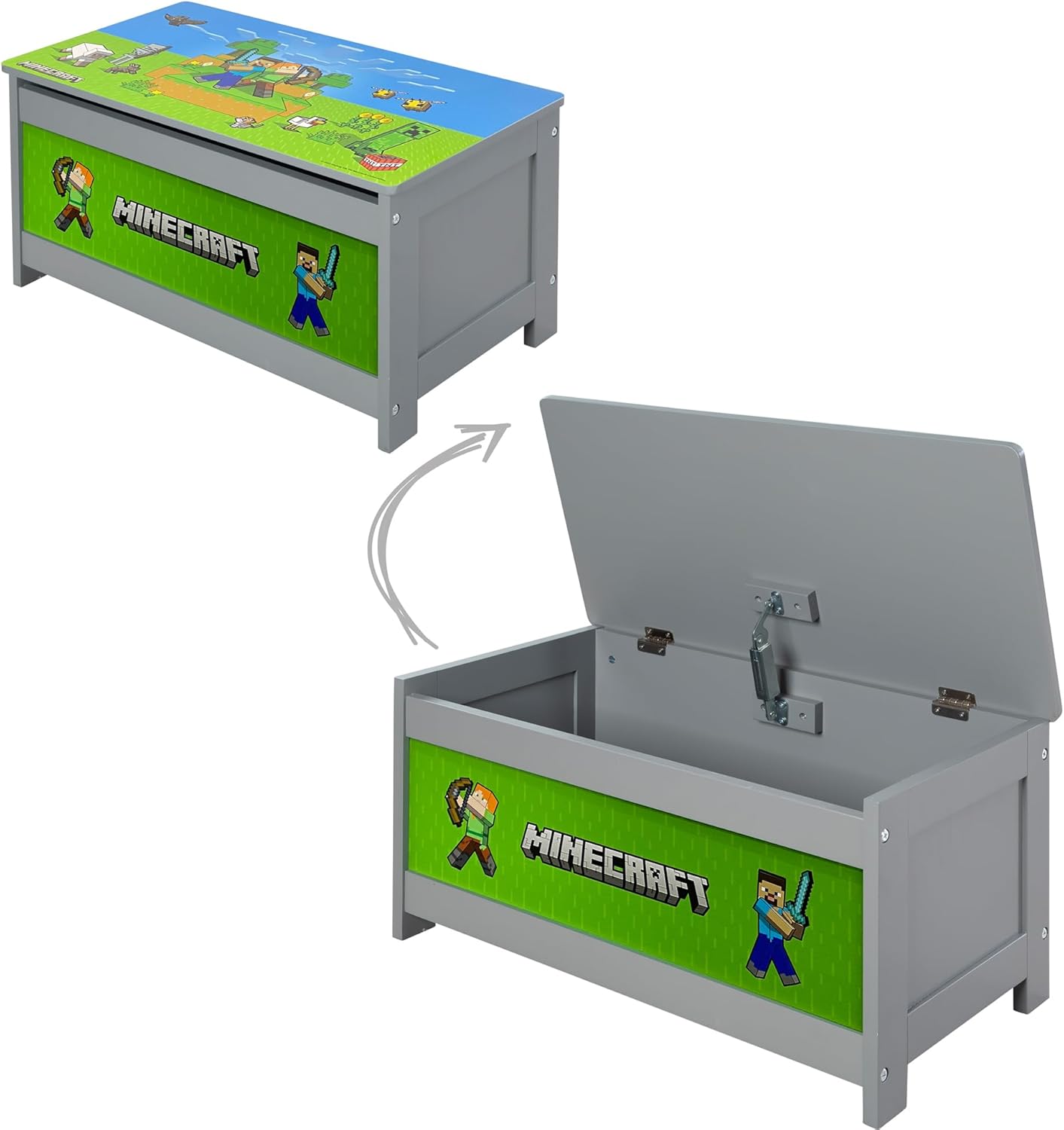 Coffre banc imprimé Minecraft en MDF 60 cm – Image 6