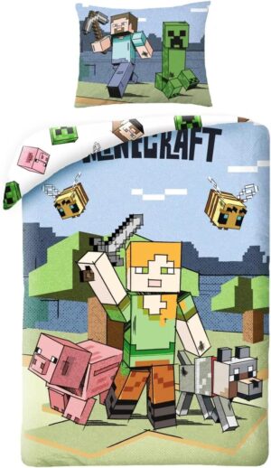 Parure de lit réversible Minecraft Alex en Polyester