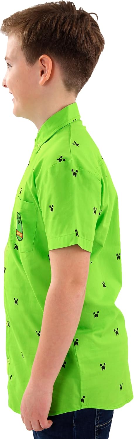 Chemise garçon Minecraft verte avec poche Creeper – Image 3