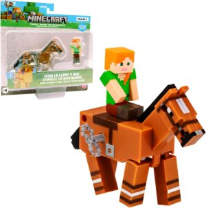 Figurine Minecraft Alex à cheval avec mouvement Bizak 64110030