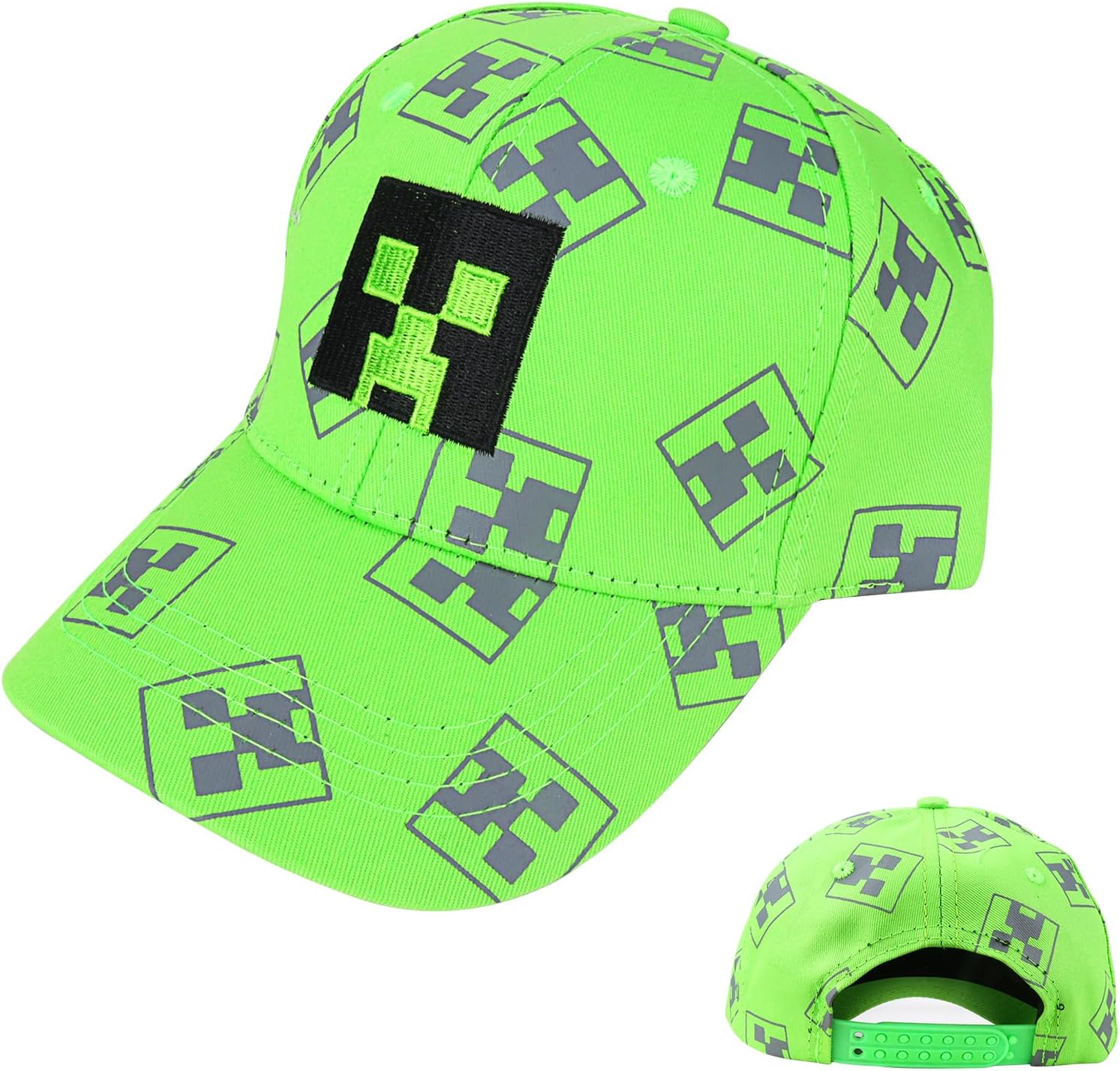 Casquette enfant Minecraft Creeper réglable verte